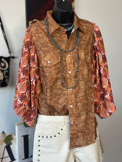 Shop Envi Me It's T-shirt Kinda Day The Fall Boots & Floral Ranch Girl Flutter Sleeve Top