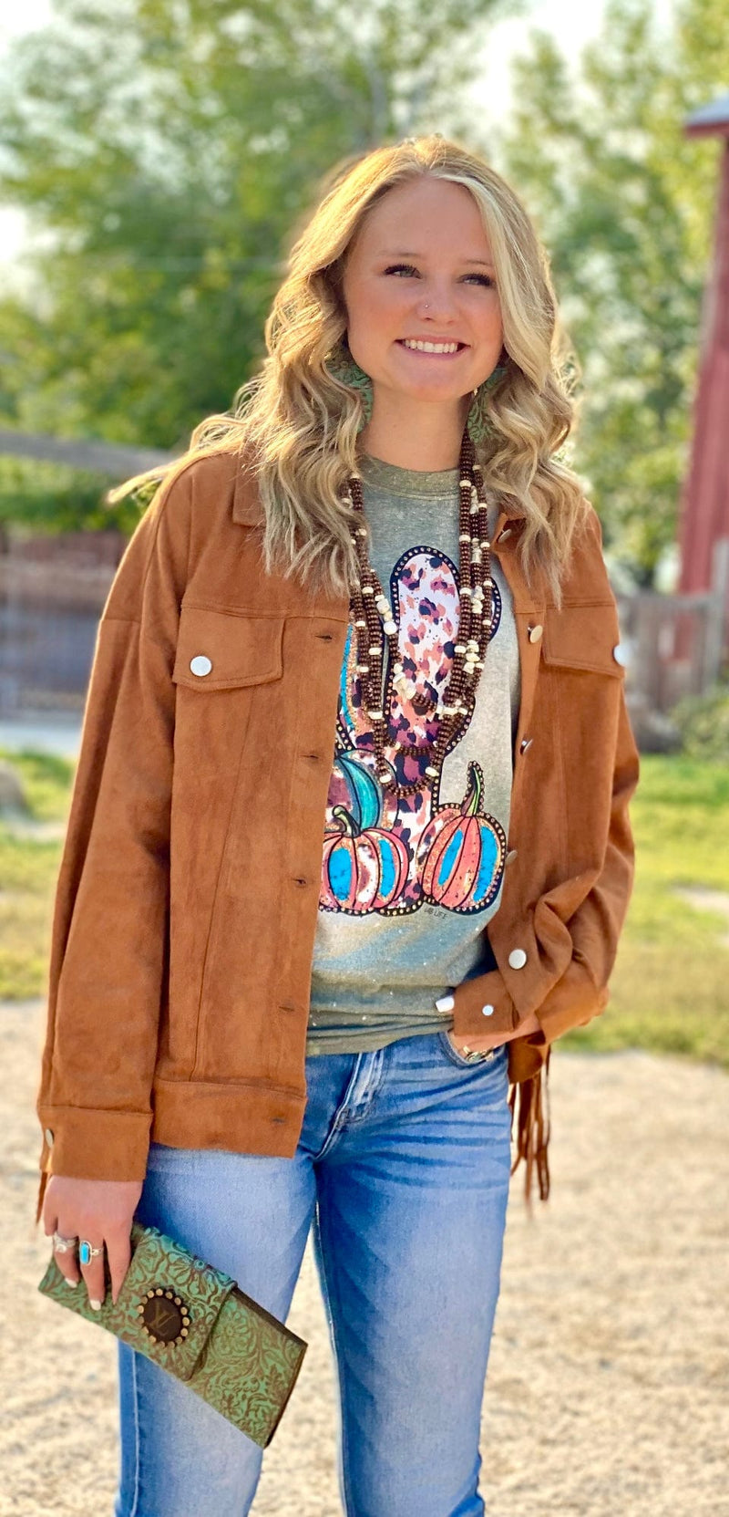 Shop Envi Me It's T-shirt Kinda Day The Fall Cheetah Cactus Pumpkin 🌵 Bleached Tee