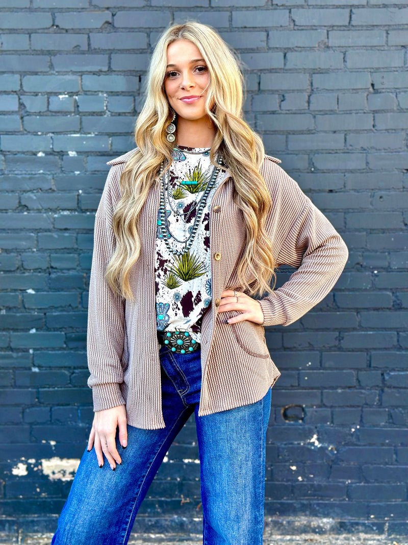Shop Envi Me Tops and Tunics The Fall Cream Corded Button Up Shirt