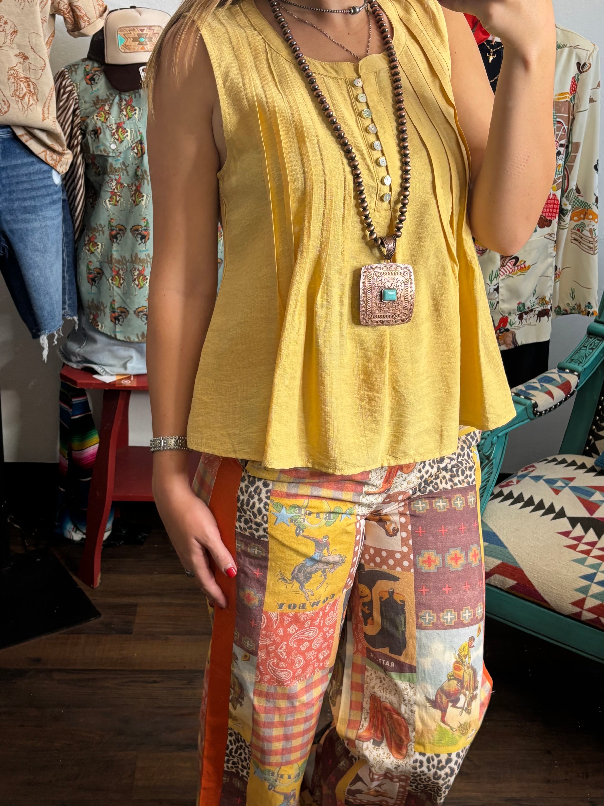 Shop Envi Me Tops and Tunics The Fall Days Mustard Sleeveless Top
