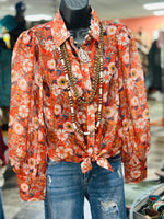 Shop Envi Me tops The Fall Floral Button Chiffon Up Top