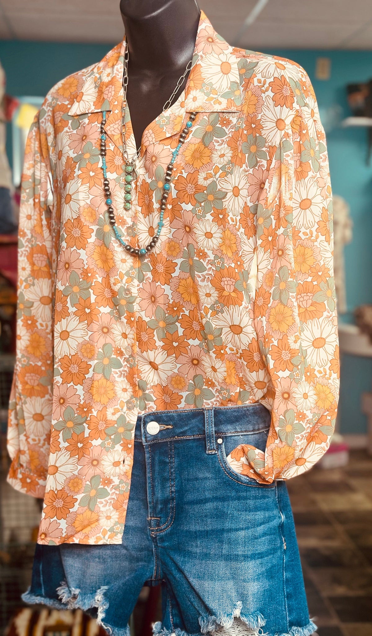 Shop Envi Me tops The Fall Floral Button Up Top