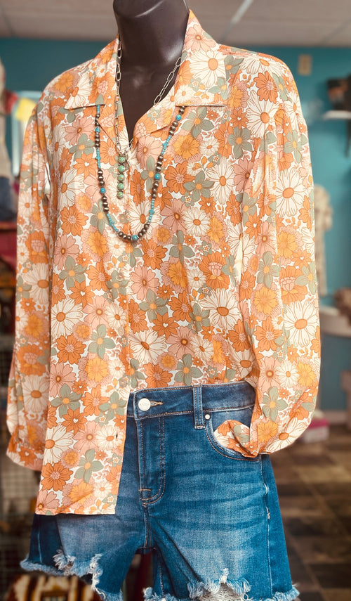 Shop Envi Me tops The Fall Floral Button Up Top