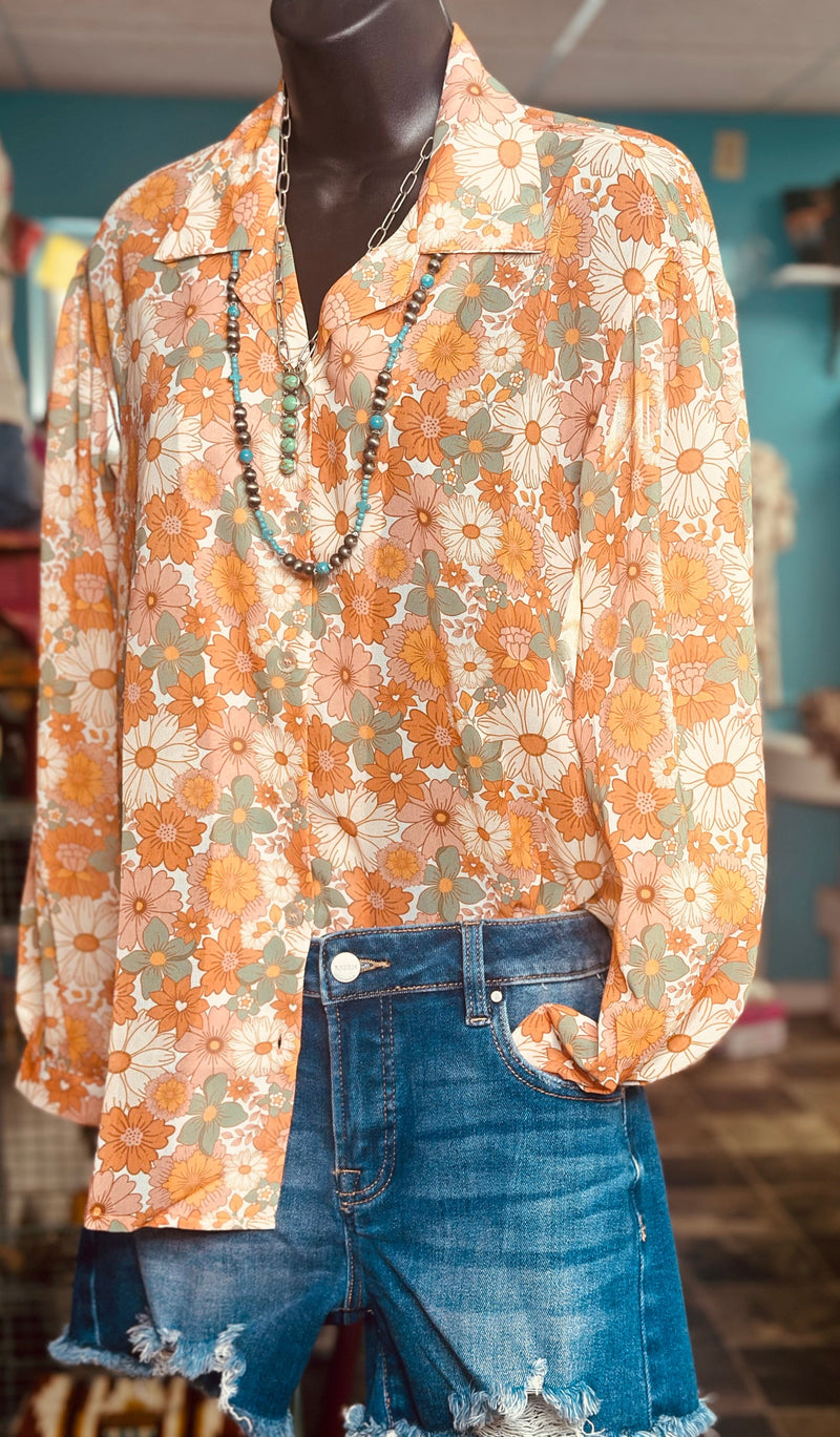 Shop Envi Me tops The Fall Floral Button Up Top