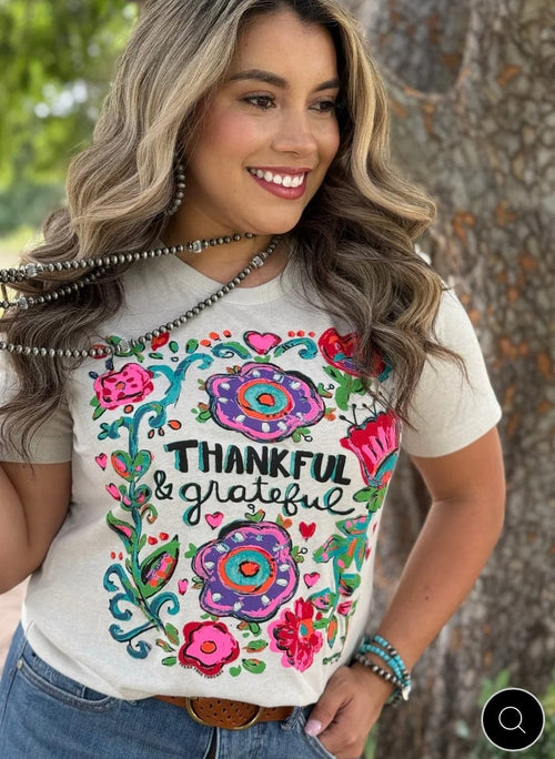 Shop Envi Me It's T-shirt Kinda Day The Fall Floral Thankful & Grateful Tee