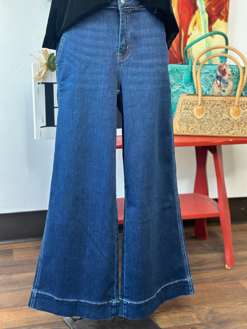Flying Monkey Bottoms The Fall Flying Monkey High Rise Wide Leg Trouser Denim