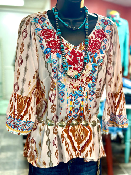Shop Envi Me Tops and Tunics The Fall In The City Embroidered Top