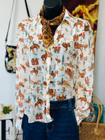 Shop Envi Me Tops and Tunics The Fall In The Country Western Button Up V Neck Top