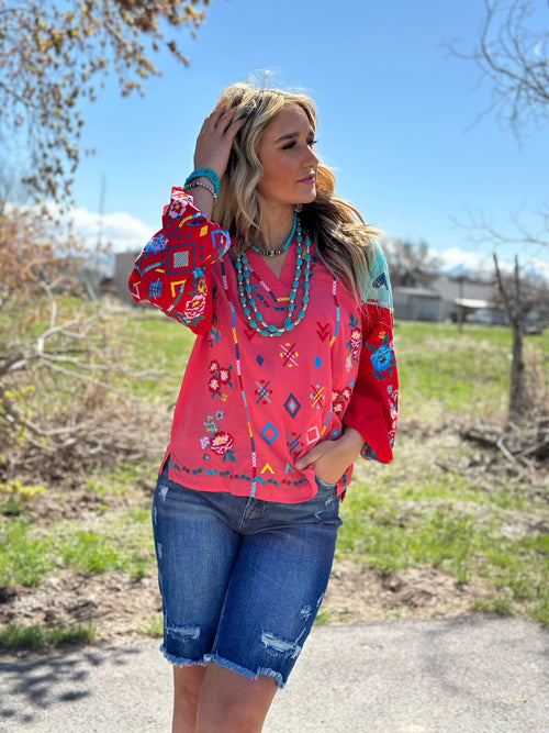 Shop Envi Me tops The Fall Let’s  Fiesta Embroidered Top