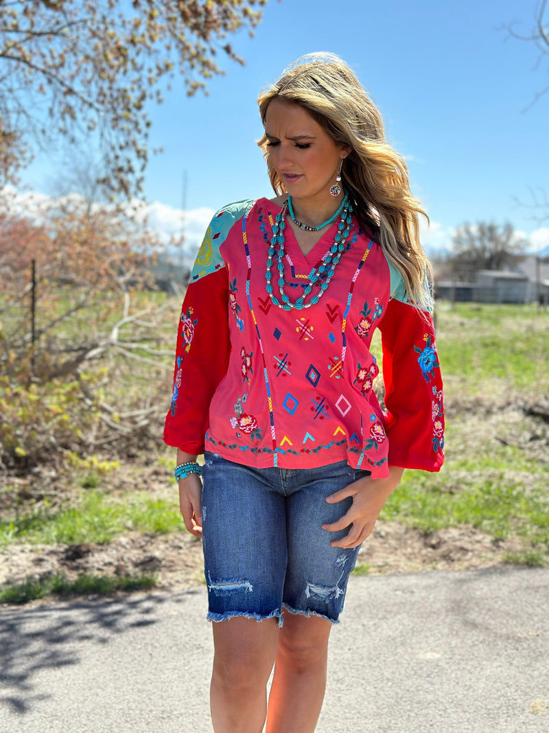 Shop Envi Me tops The Fall Let’s  Fiesta Embroidered Top