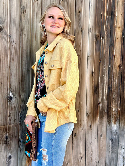 Shop Envi Me Cardigans and Kimonos The Fall Manitoba Mustard Shacket Jacket