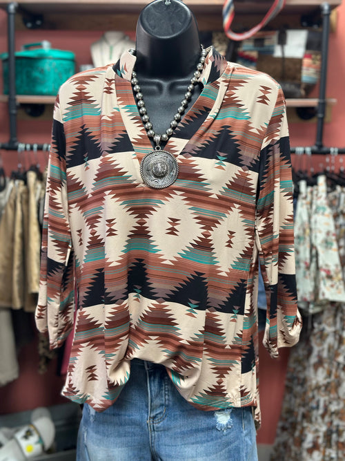 Shop Envi Me Tops and Tunics The Fall Nampa Nights Aztec Top