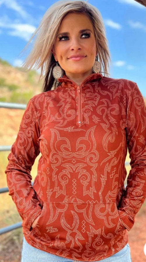 Shop Envi Me Tops and Tunics The Fall On The Ranch Bootstitch Quarter Zip Aztec Pullover