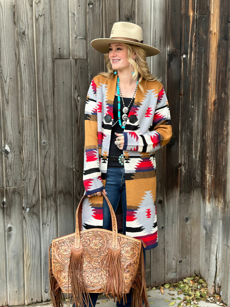 Shop Envi Me Cardigans and Kimonos The Fall On The Tejas Aztec Cardigan