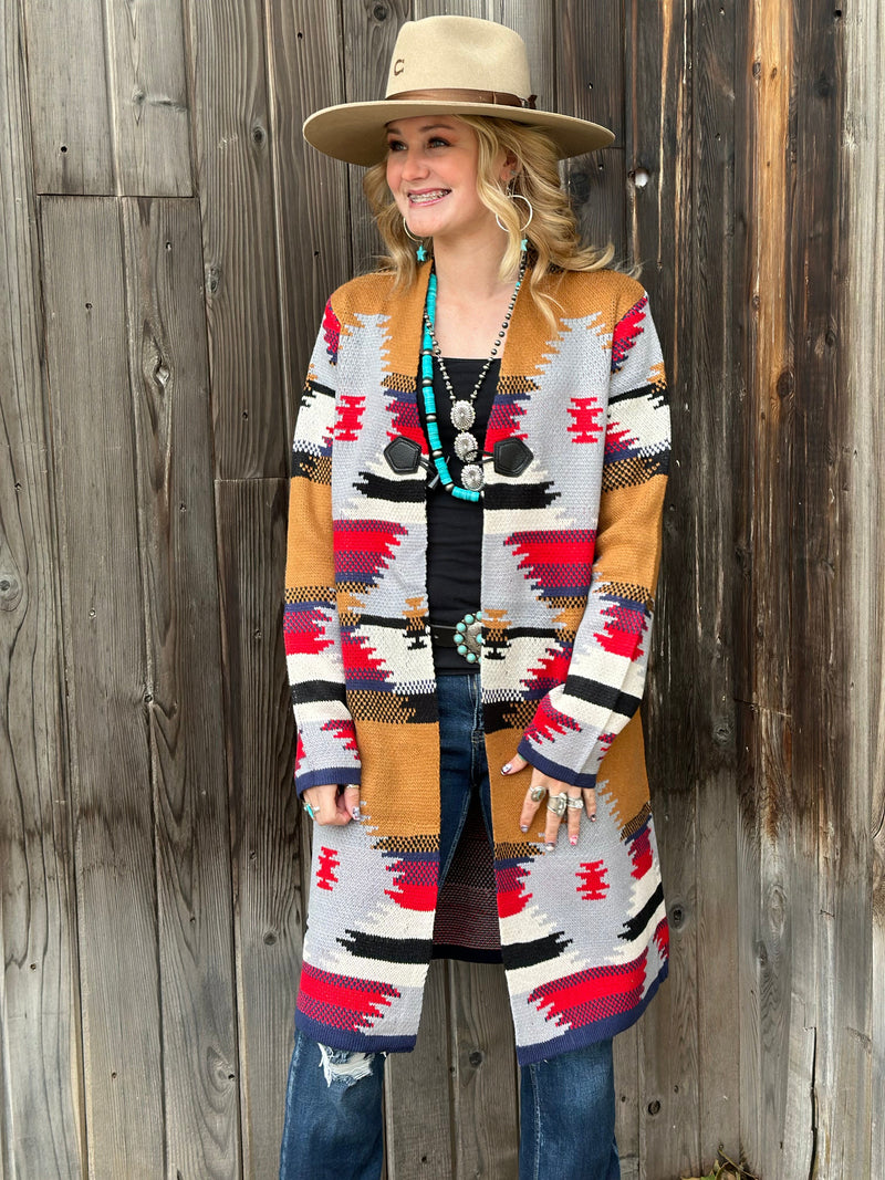 Shop Envi Me Cardigans and Kimonos The Fall On The Tejas Aztec Cardigan