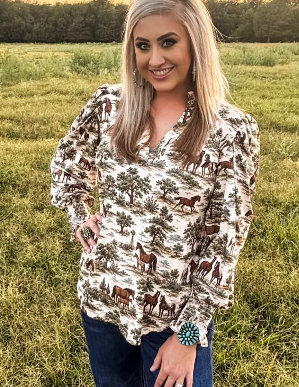 Shop Envi Me Tops and Tunics The Fall Ranch Nights Top