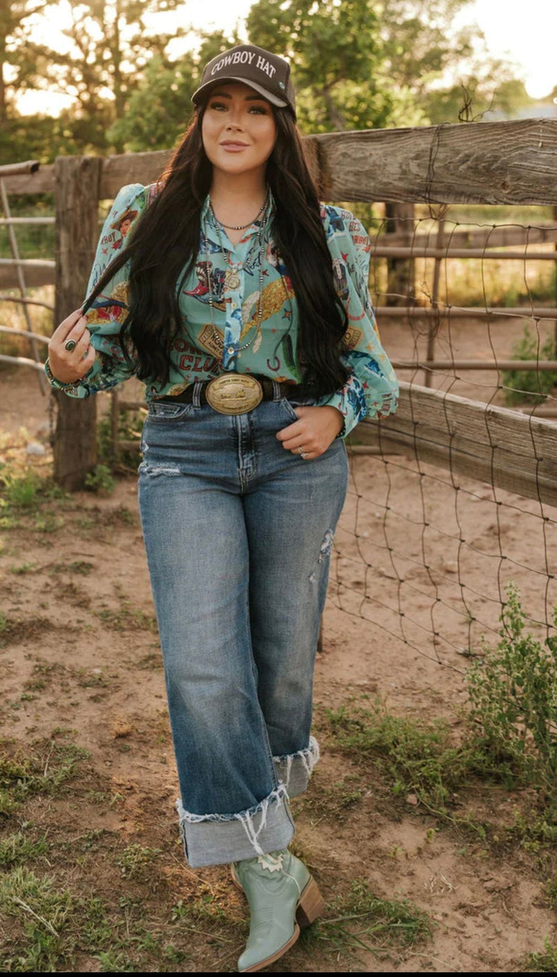 Shop Envi Me tops The Fall Vintage Cowgirl Button Up Top