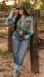 Shop Envi Me tops The Fall Vintage Cowgirl Button Up Top