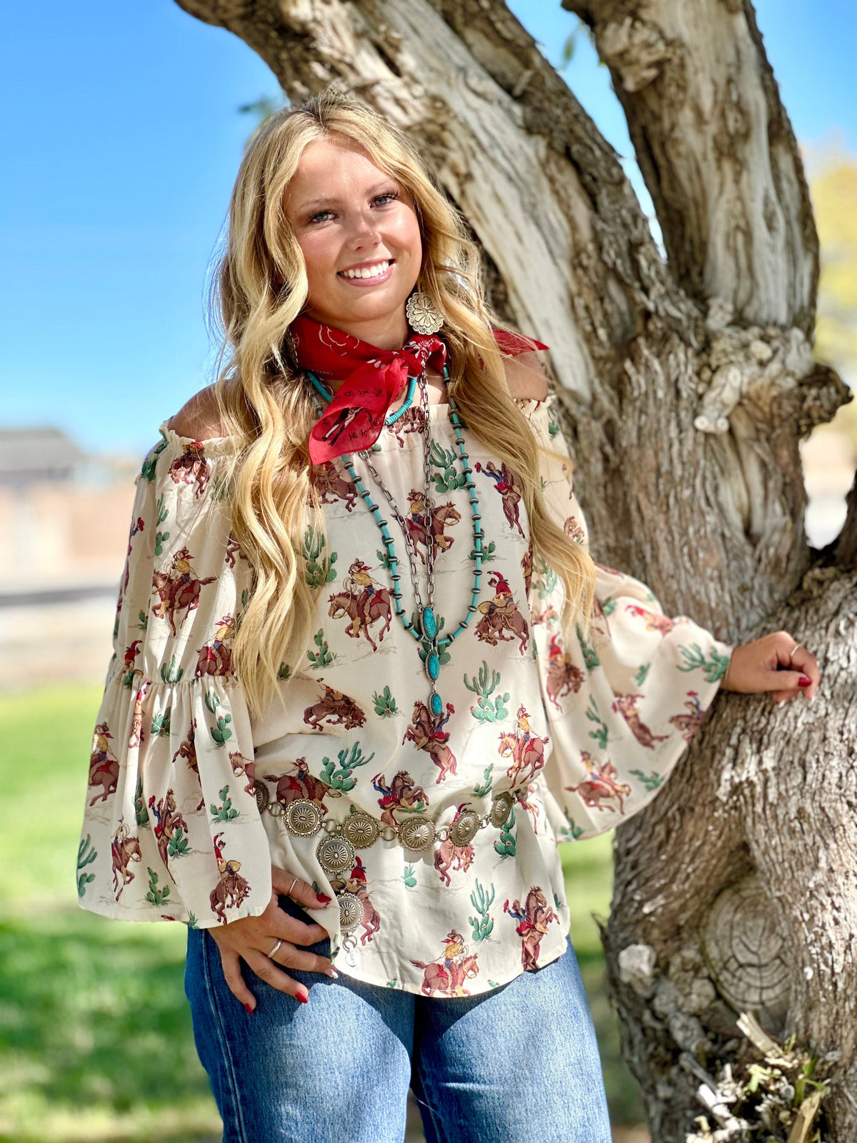 Shop Envi Me Tops and Tunics The Fall Vintage Western Cowboy Top