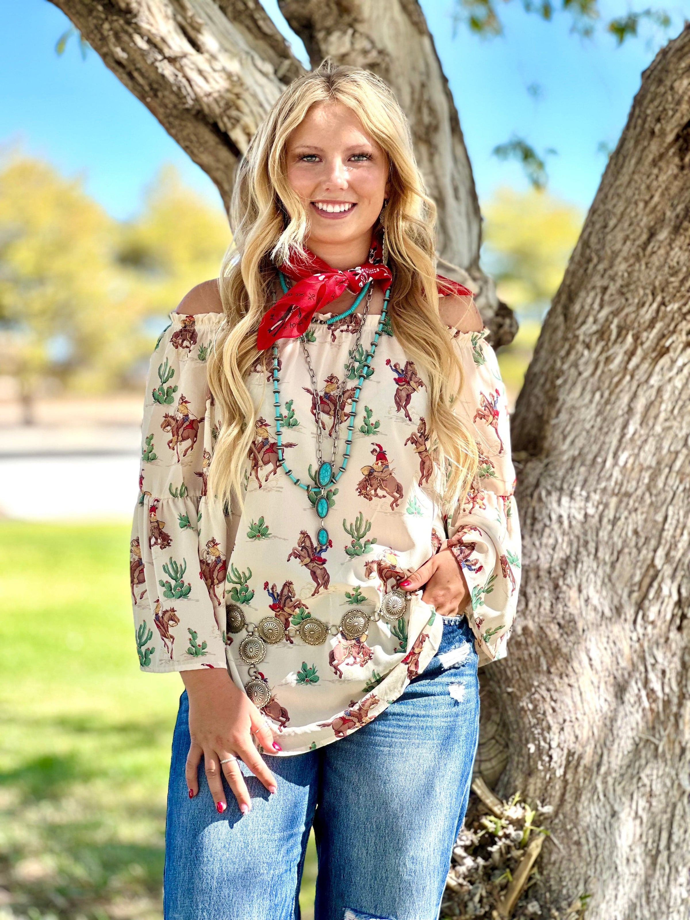 Shop Envi Me Tops and Tunics The Fall Vintage Western Cowboy Top