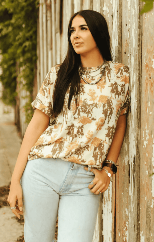 Shop Envi Me Tops and Tunics The Fall Western Doin’ Ranch Stuff Top