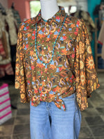 Shop Envi Me It's T-shirt Kinda Day The Fall YeeHaw Cowboy Floral Flutter Sleeve Top