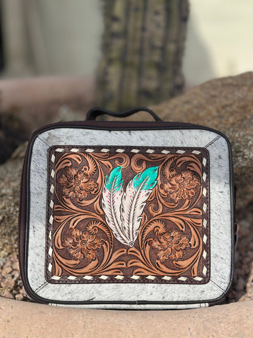 Shop Envi Me Accessories One The Feathers Turquoise Dreams Tooled Leather & Cowhide Jewelry Case