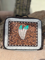 Shop Envi Me Accessories One The Feathers Turquoise Dreams Tooled Leather & Cowhide Jewelry Case