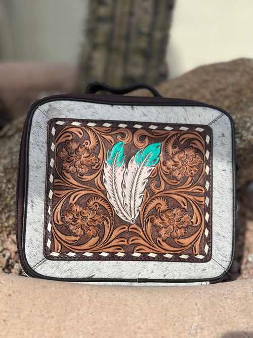 Shop Envi Me Accessories One The Feathers Turquoise Dreams Tooled Leather & Cowhide Jewelry Case