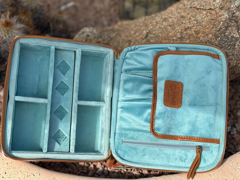 Shop Envi Me Accessories One The Feathers Turquoise Dreams Tooled Leather & Cowhide Jewelry Case