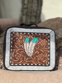 Shop Envi Me Accessories One The Feathers Turquoise Dreams Tooled Leather & Cowhide Jewelry Case
