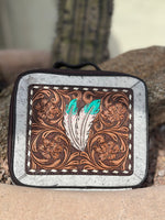 Shop Envi Me Accessories One The Feathers Turquoise Dreams Tooled Leather & Cowhide Jewelry Case