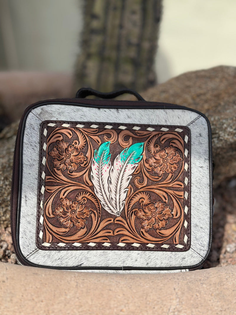 Shop Envi Me Accessories One The Feathers Turquoise Dreams Tooled Leather & Cowhide Jewelry Case