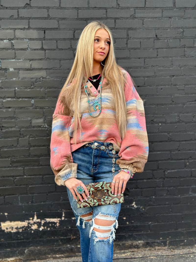 Shop Envi Me Cardigans and Kimonos The Feedlot Boss Pink Aztec Pullover Jacket
