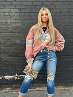 Shop Envi Me Cardigans and Kimonos The Feedlot Boss Pink Aztec Pullover Jacket
