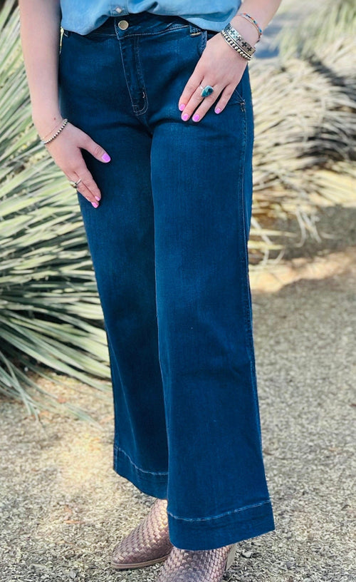 Vervet Bottoms The Flying Monkey Wide Leg Trouser Style Crop Denim