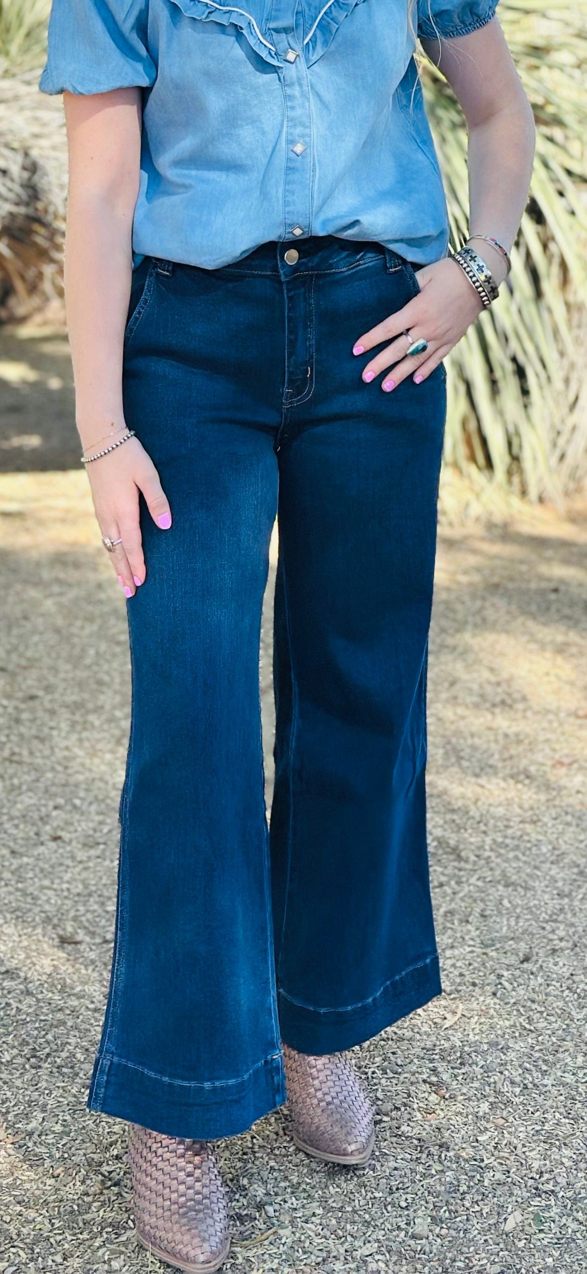 Vervet Bottoms The Flying Monkey Wide Leg Trouser Style Crop Denim