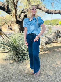 Vervet Bottoms The Flying Monkey Wide Leg Trouser Style Crop Denim