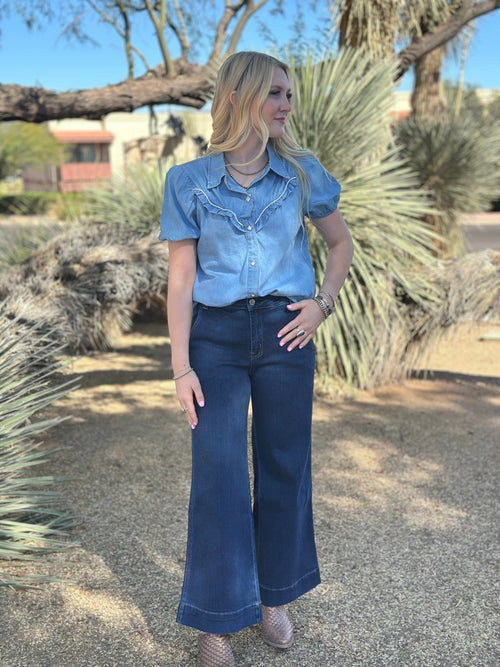 Vervet Bottoms The Flying Monkey Wide Leg Trouser Style Crop Denim