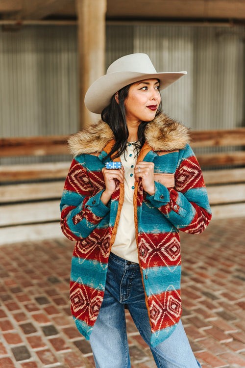 Shop Envi Me Cardigans and Kimonos The Fur Trim Aztec Montana Beth Sweater