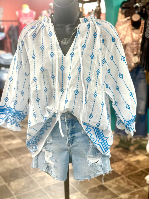 Shop Envi Me Tops and Tunics The Girlz Lunch Out Embroidered Top