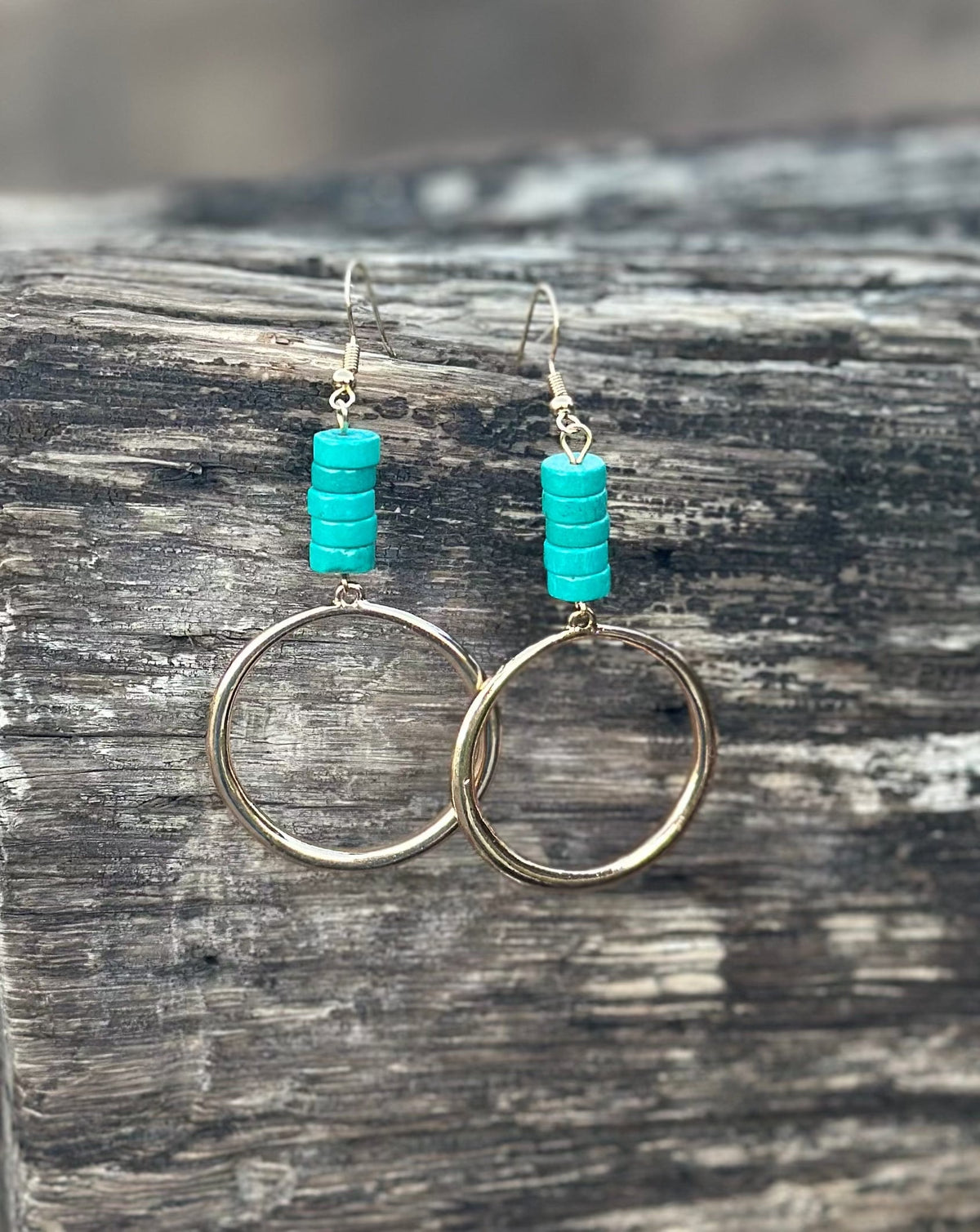 Shop Envi Me Earrings Gold The Gold & Stacked Turquoise Earring