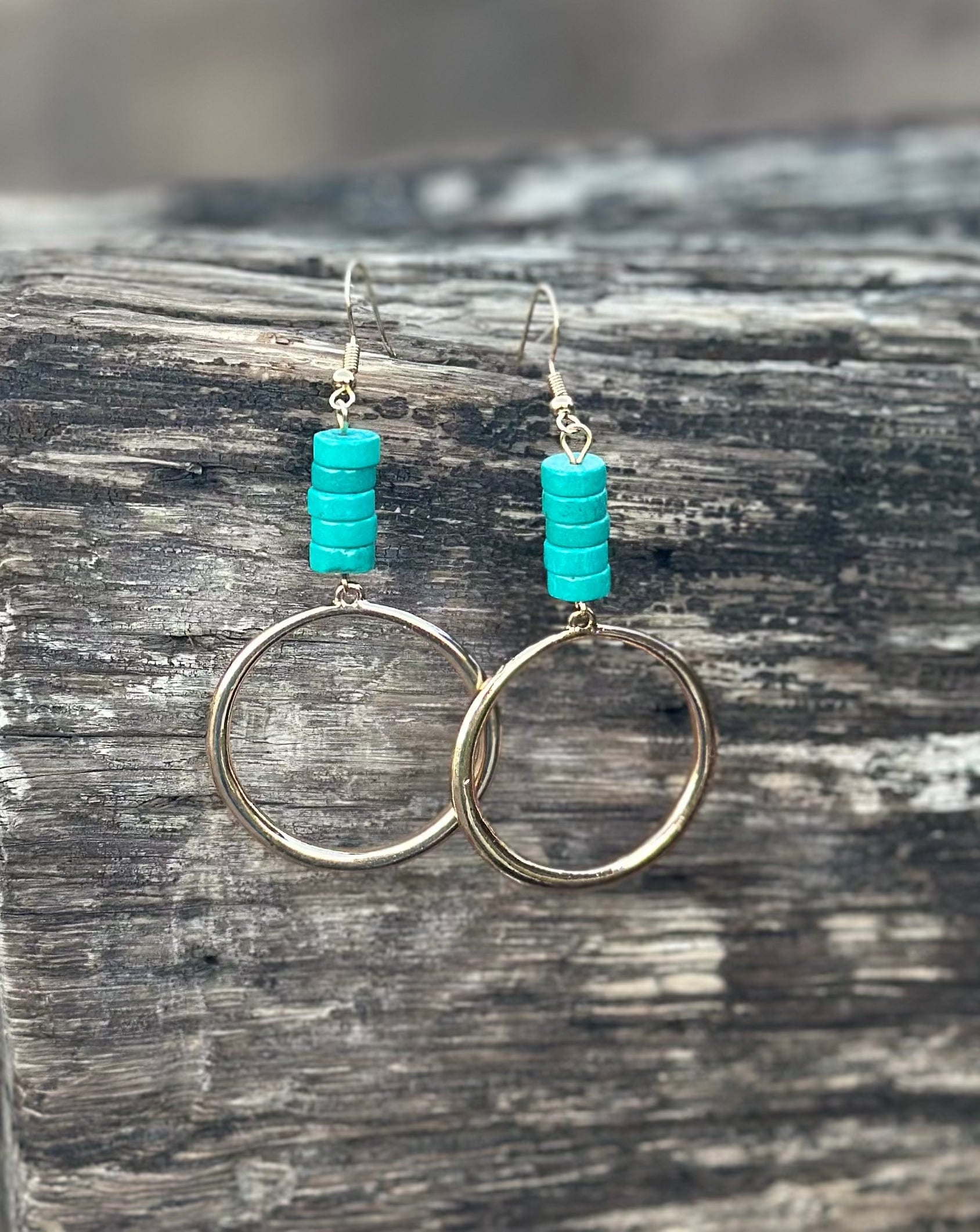 Shop Envi Me Earrings Gold The Gold & Stacked Turquoise Earring
