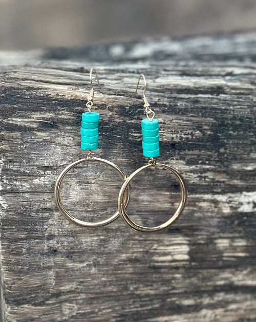 Shop Envi Me Earrings Gold The Gold & Stacked Turquoise Earring