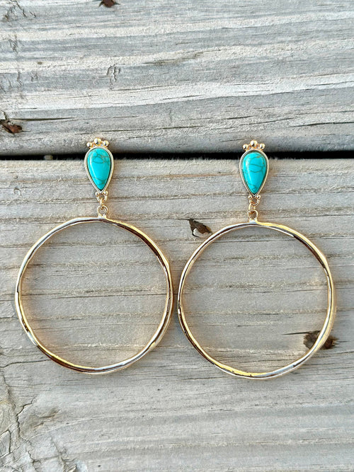 Shop Envi Me Earrings The Gold Turquoise Hoop Earring