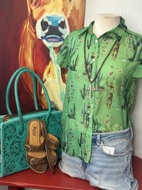 Shop Envi Me Tops and Tunics The Green Desert Cactus 🌵 Flutter Sleeve Top