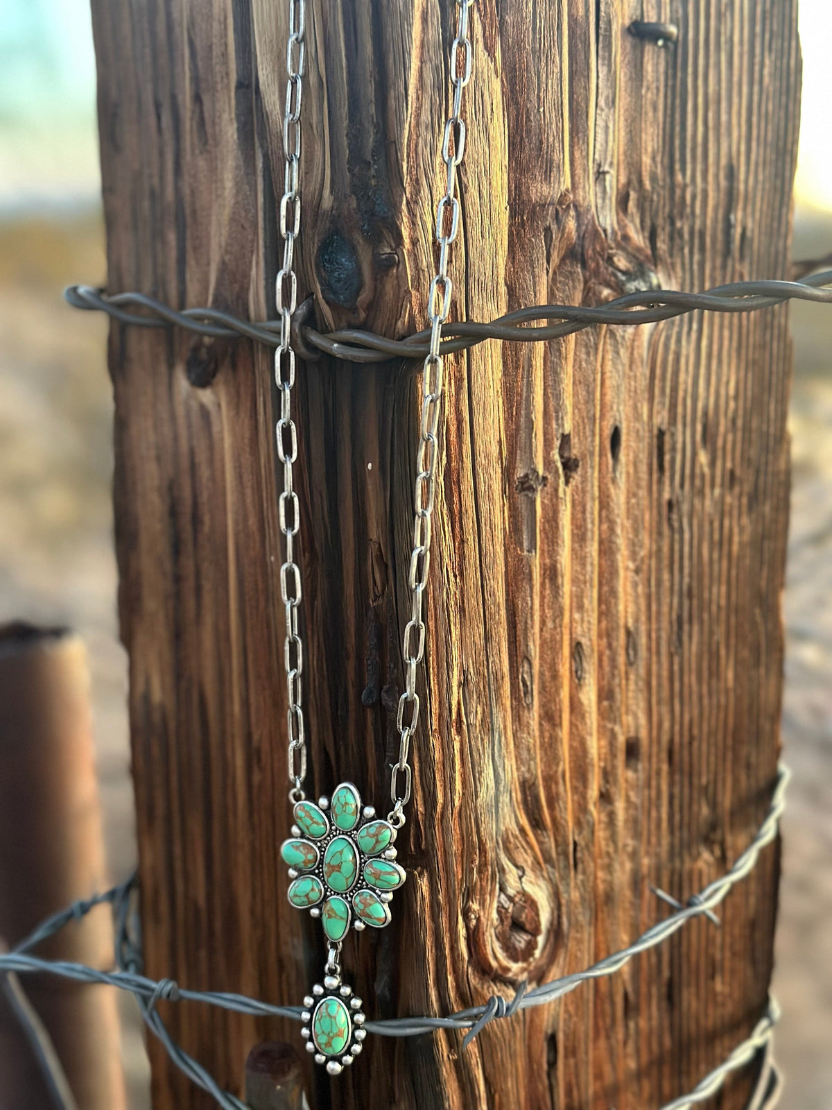 Shop Envi Me Jewelry The Green Turquoise Drop & Silver Paperclip Chain Necklace