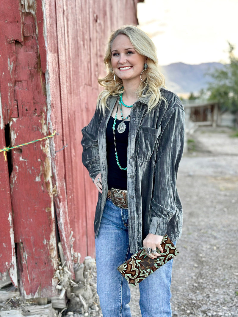 Shop Envi Me Cardigans and Kimonos The Grey Velvet Song Of San Antone Shirt