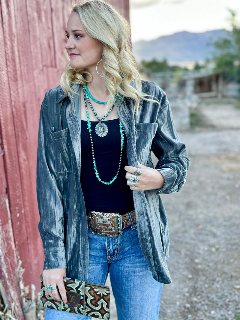 Shop Envi Me Cardigans and Kimonos The Grey Velvet Song Of San Antone Shirt
