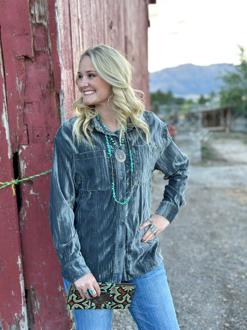 Shop Envi Me Cardigans and Kimonos The Grey Velvet Song Of San Antone Shirt